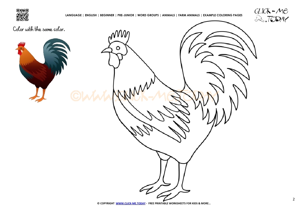 Example coloring page Rooster - Color picture of Rooster