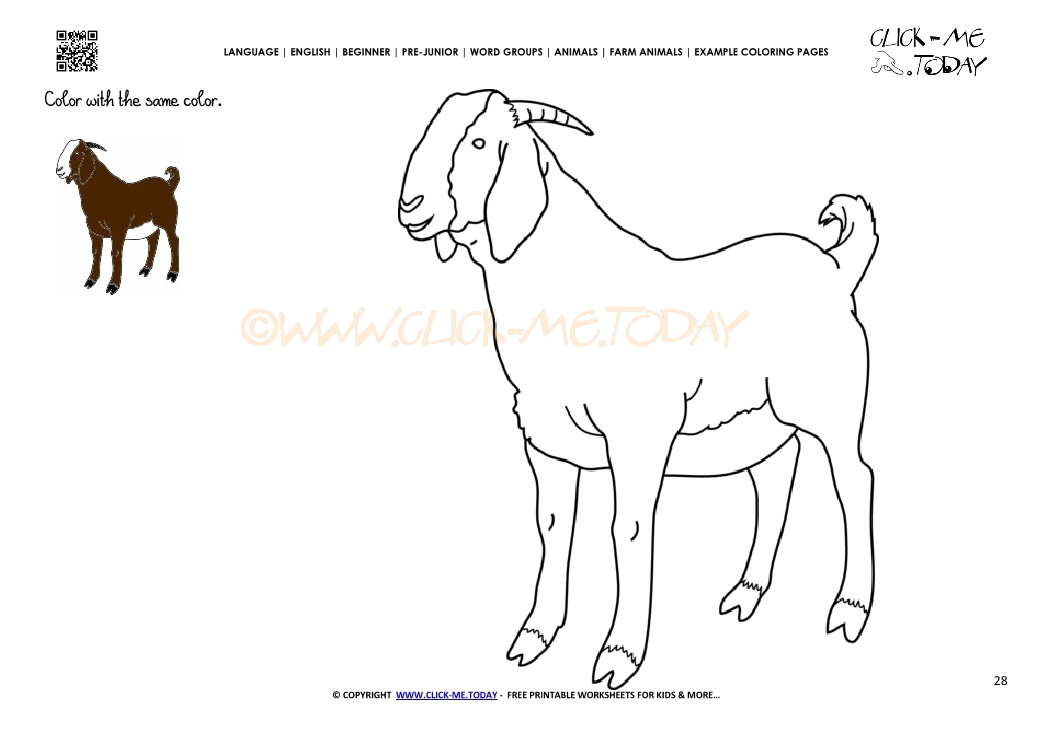 Example coloring page Billy Goat - Color picture of Goat