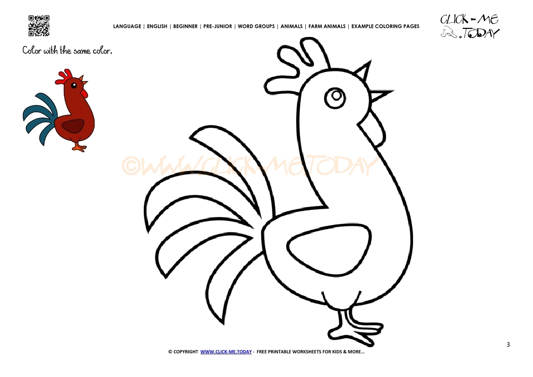Example coloring page Rooster - Color picture of little Rooster