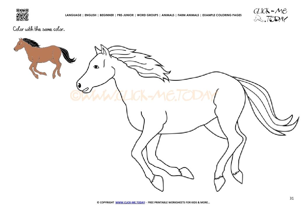 Example coloring page Horse Stallion - Color picture of Horse