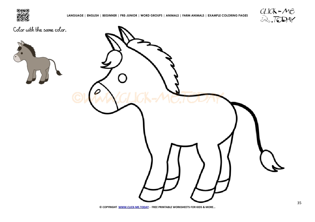 Example coloring page Donkey Jackass- Color picture of Donkey