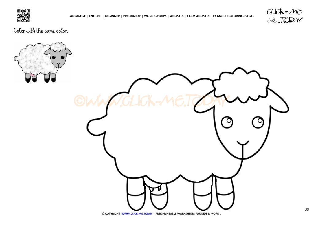 Example coloring page Sheep Ewe- Color picture of Sheep