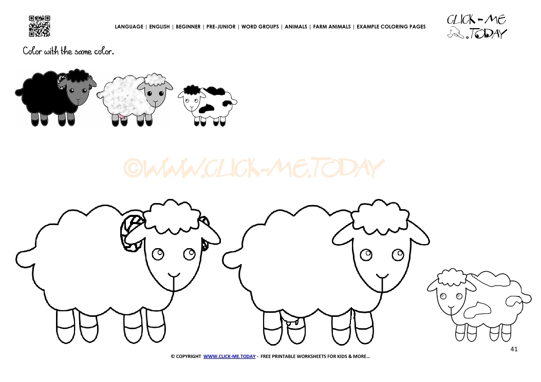 Example coloring page Sheep family - Color picture of Sheep