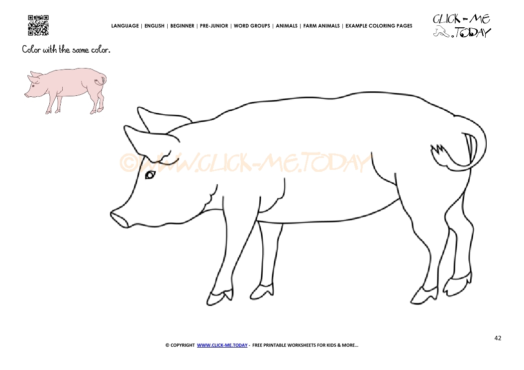 Example coloring page Pig Boar- Color picture of Pig