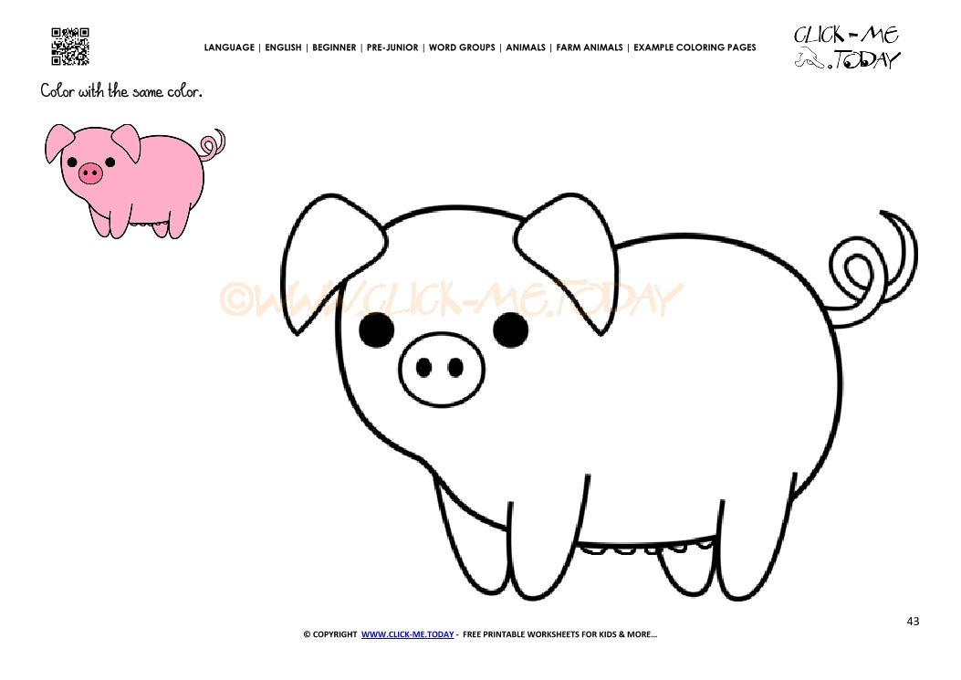 Coloring Page Cute Pig Sow Color Picture