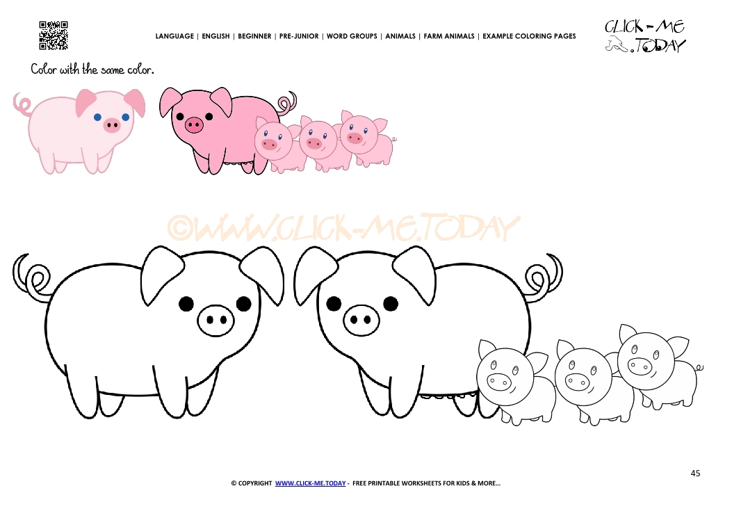 Example coloring page Pigs - Color picture of Pigs