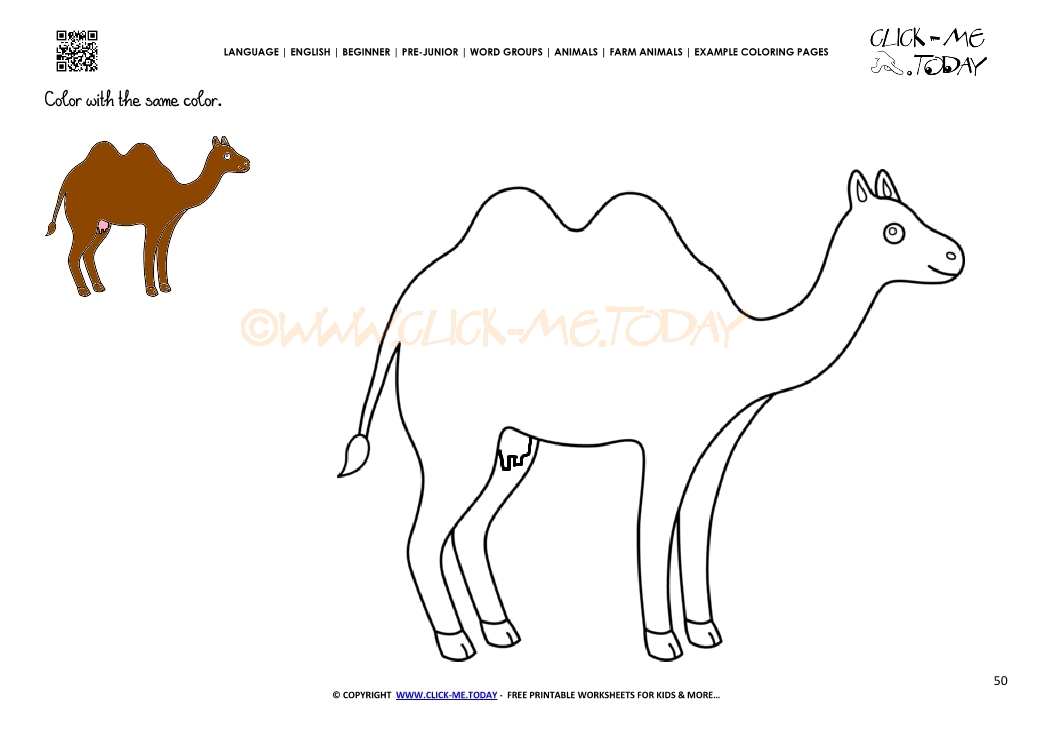 Example coloring page Cow Camel - Color picture of Camel