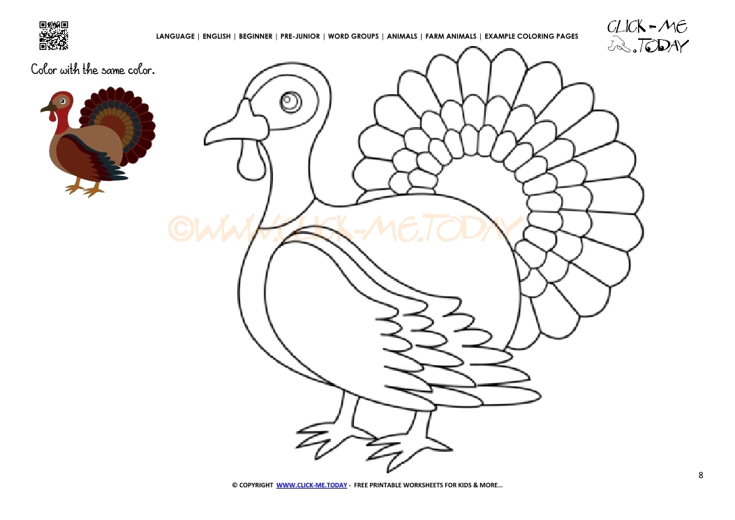 Example coloring page Turkey - Color picture of Turkey