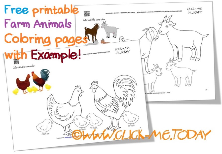 Free Printable Farm Animals Example Coloring Pages - Sample color