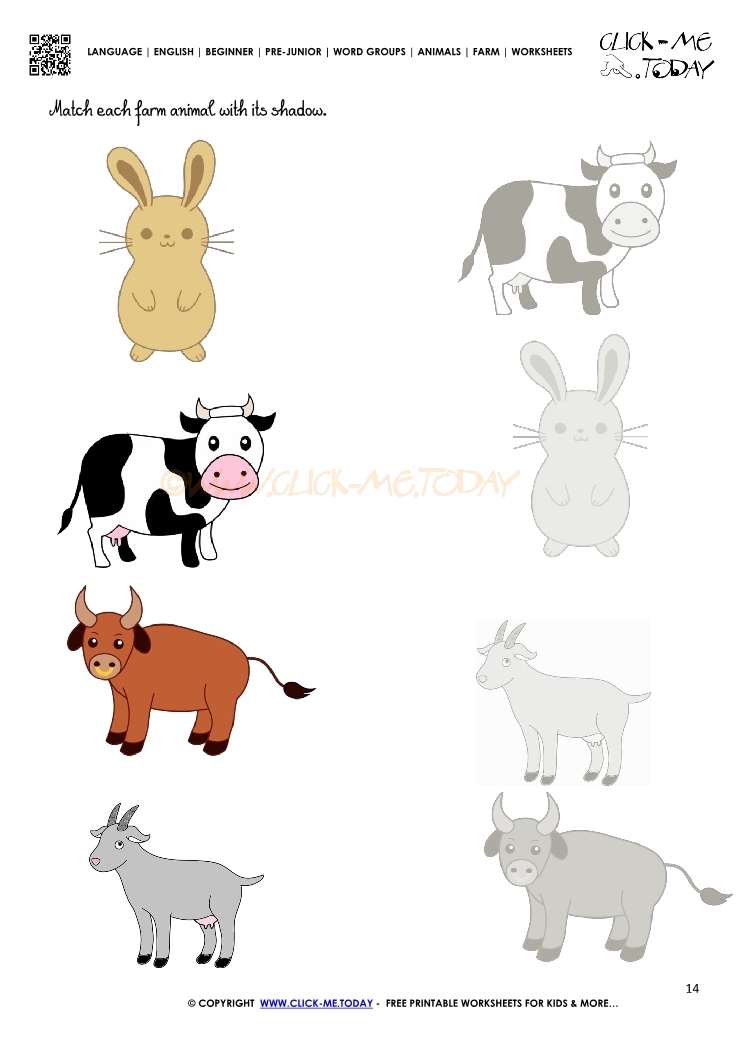 Farm Animals Worksheet  - Activity Sheet 14