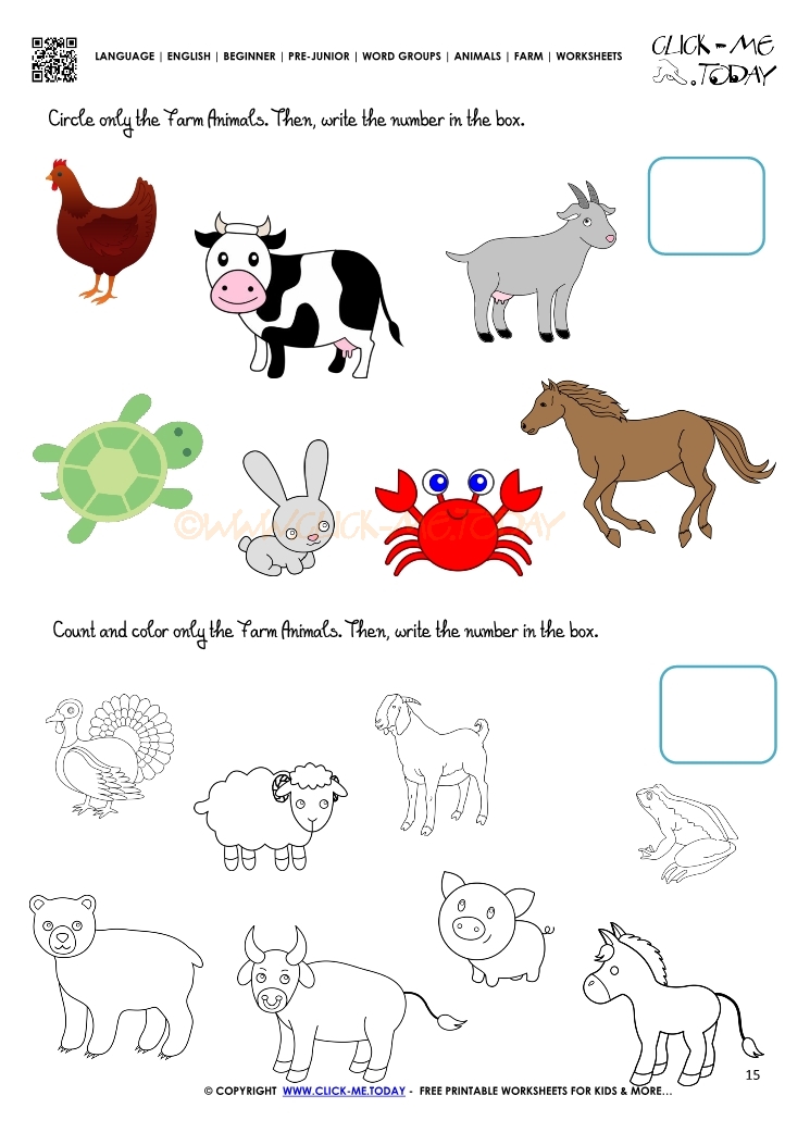 Farm Animals Worksheet  - Activity Sheet 15