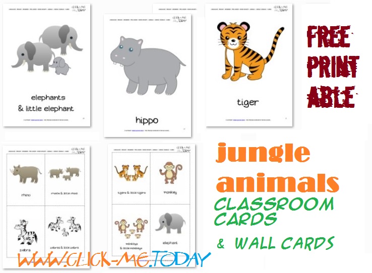 Free Printable Jungle Animals Flashcards - Jungle Animals cards