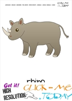 Jungle animal flashcard Rhino - Printable card of Rhino 