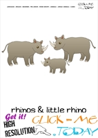 Jungle animal flashcard Rhinos - Printable card of Rhinos