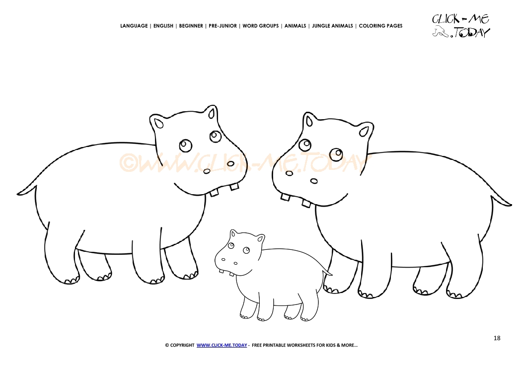 Coloring page Hippos - Color picture of Hippos