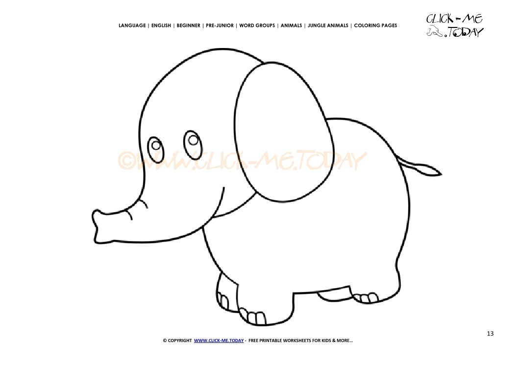 Coloring page Little Elephant - Color picture of Elephant