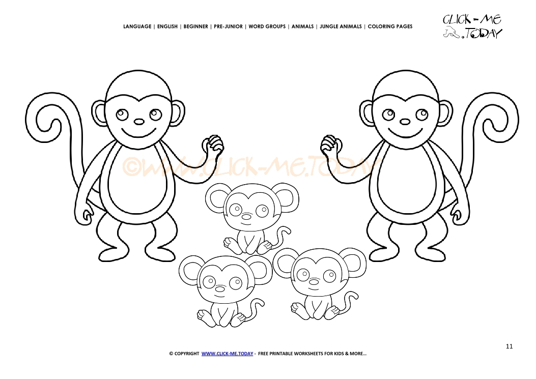 Coloring page Monkeys - Color picture of Monkeys