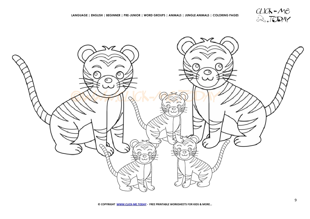 Coloring page Tigers - Color picture of Tigers