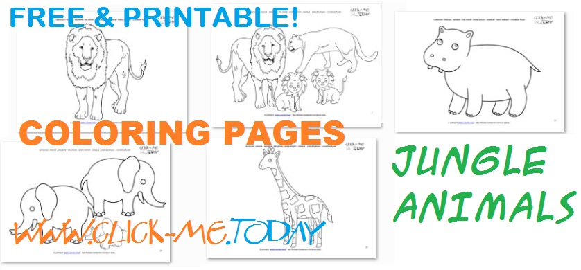 Jungle Animals Free Printable Coloring pages