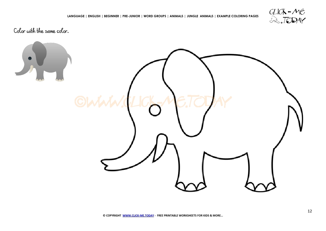 Example coloring page Elephant - Color picture of Elephant