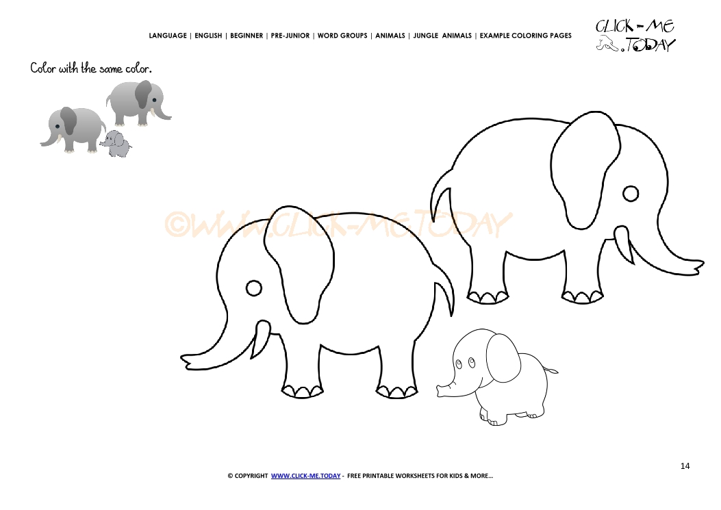 Example coloring page Elephants - Color picture of Elephants