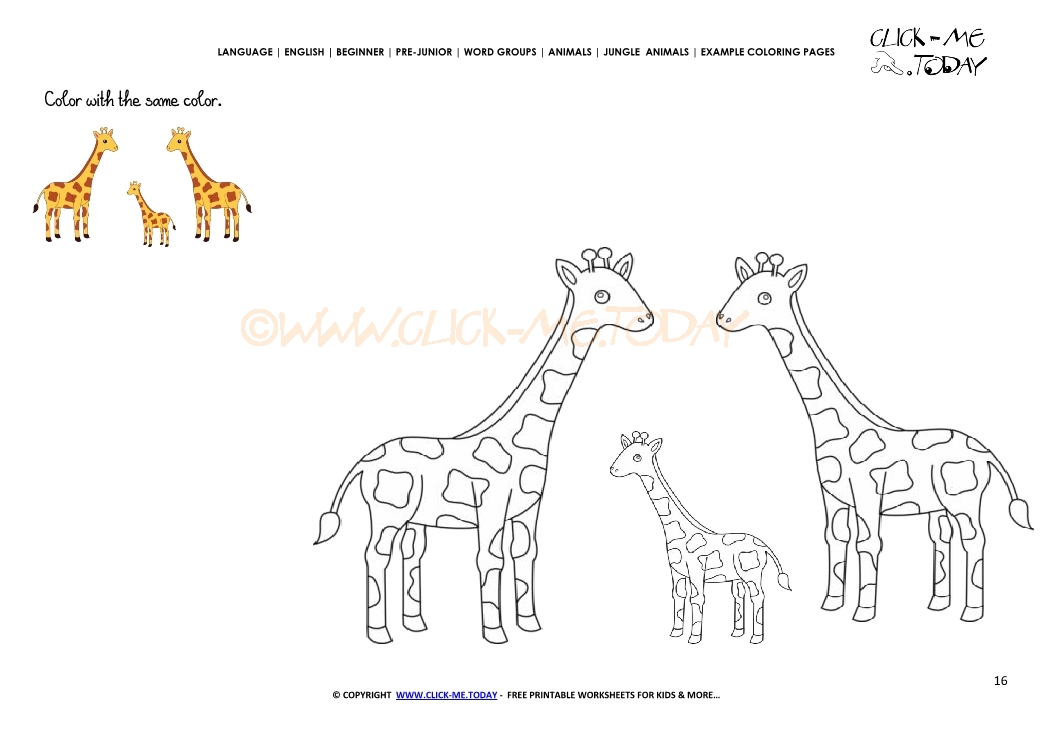 Example coloring page Giraffes - Color picture of Giraffes