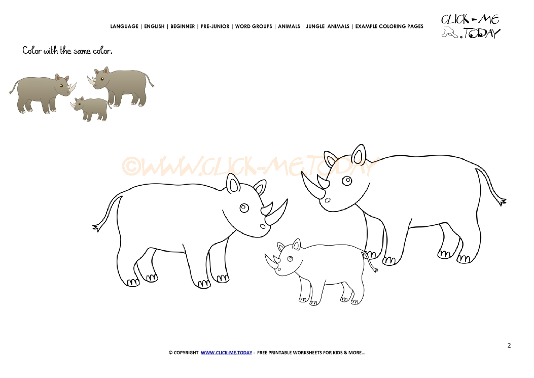 Example coloring page Rhinos - Color picture of Rhinos
