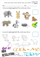 Jungle Animals Worksheet - Activity sheet Count 15