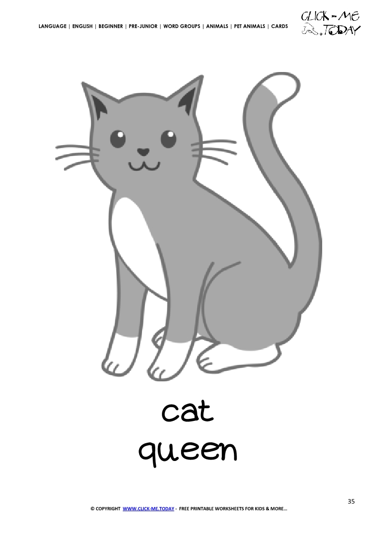kindergarten books animal printable Queen  flashcard Pet Printable Cat Animal wall Cat card