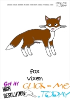 Printable Pet Animal Fox vixen wall card - Fox flashcard