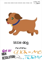 Printable Pet Animal Puppy wall card - Puppy flashcard