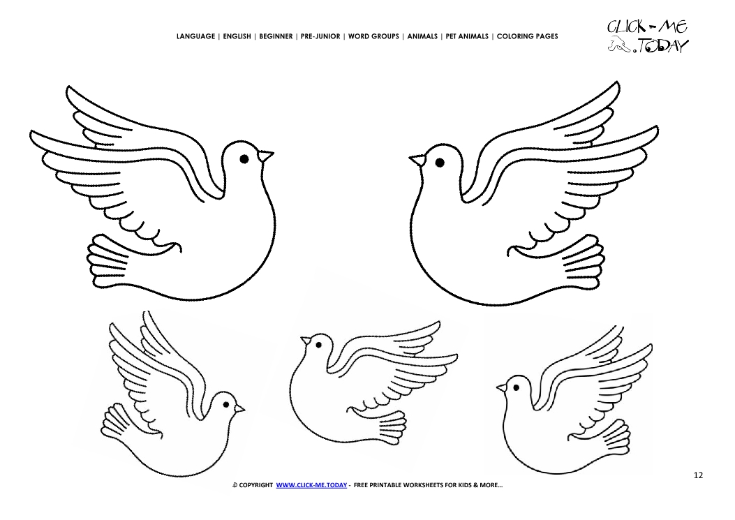 Coloring page Doves - Color picture of Dove Family