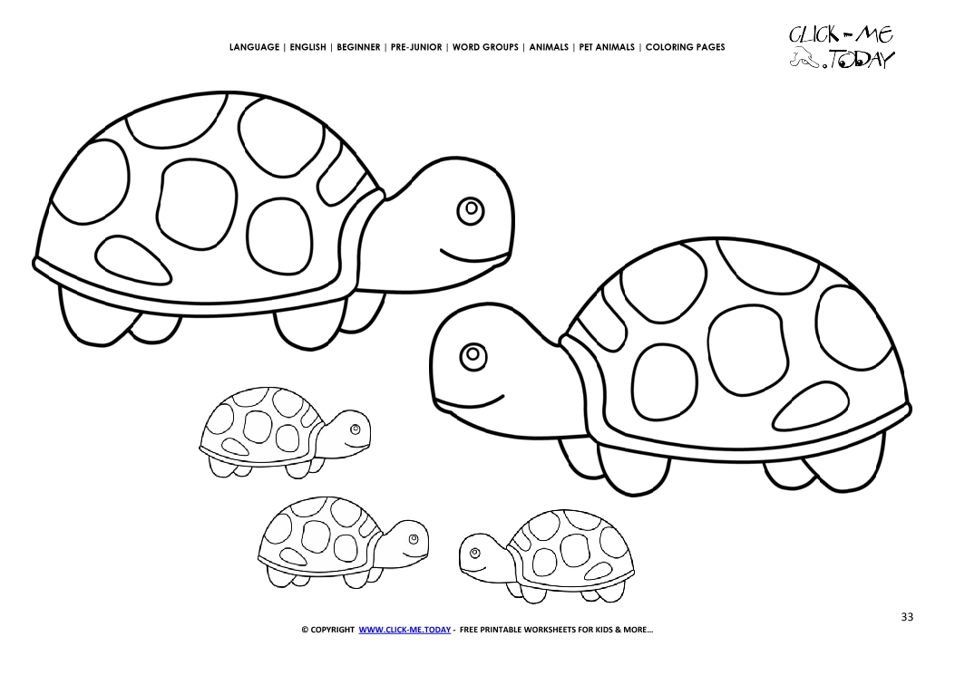 Coloring page Tortoises - Color picture of Tortoise Family
