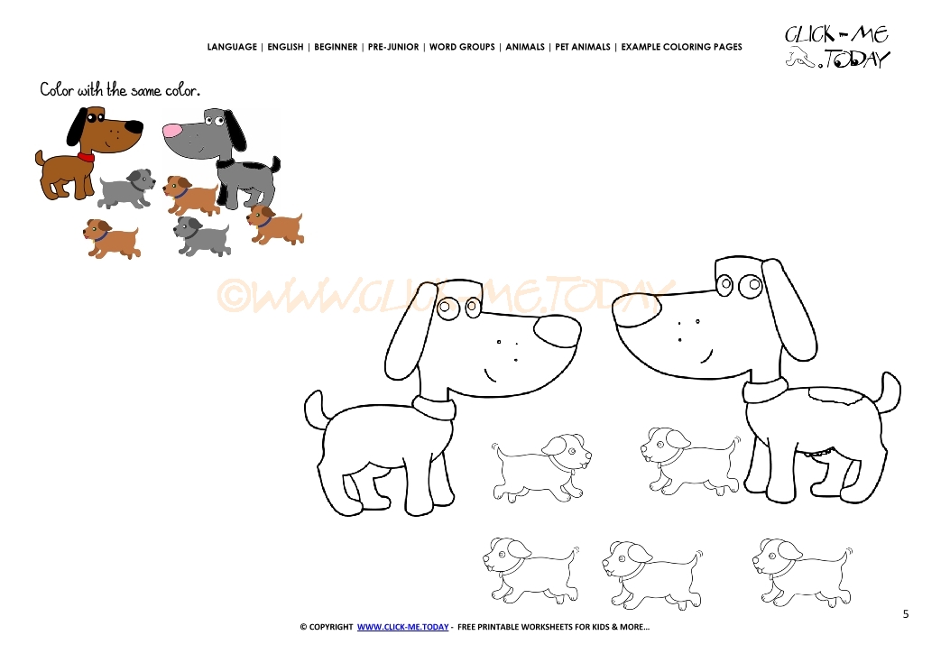 Example coloring page Dog Family - Color  Dog Family picture
