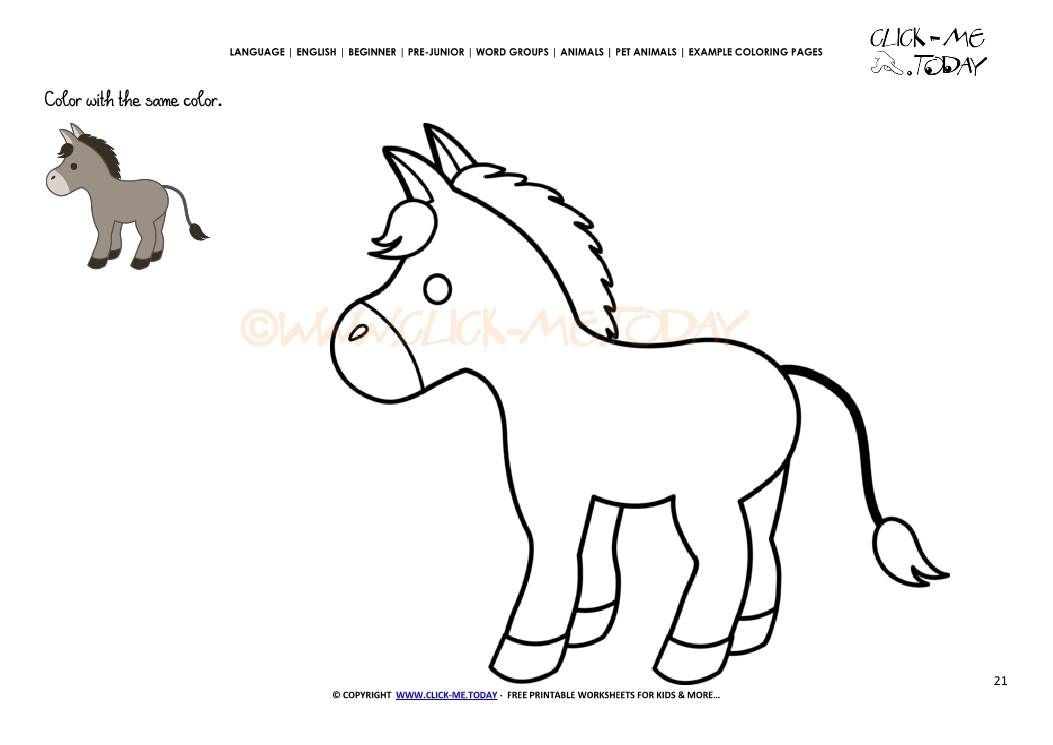 Example coloring page Donkey - Color  Donkey picture