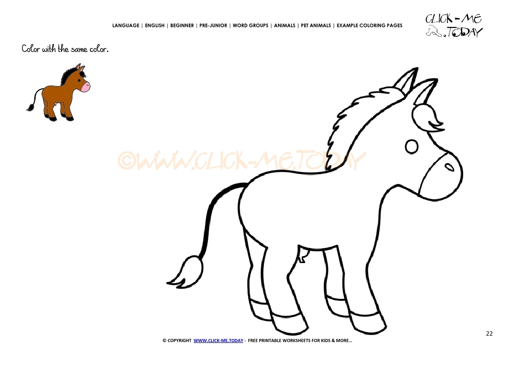 Example coloring page Donkey Jenny - Color  Donkey picture