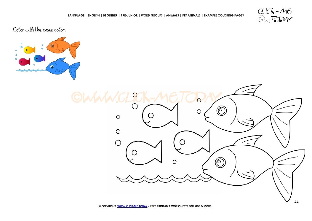 Example coloring page Fish family - Color Fish picture