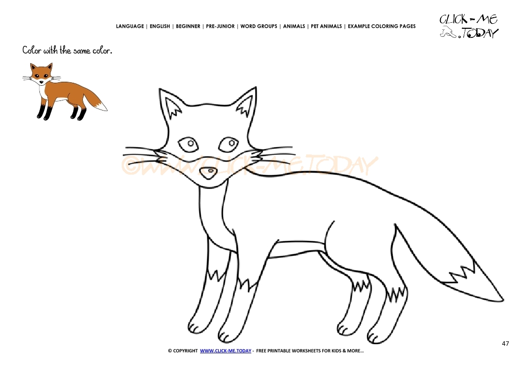Example coloring page Fox cub - Color Fox picture