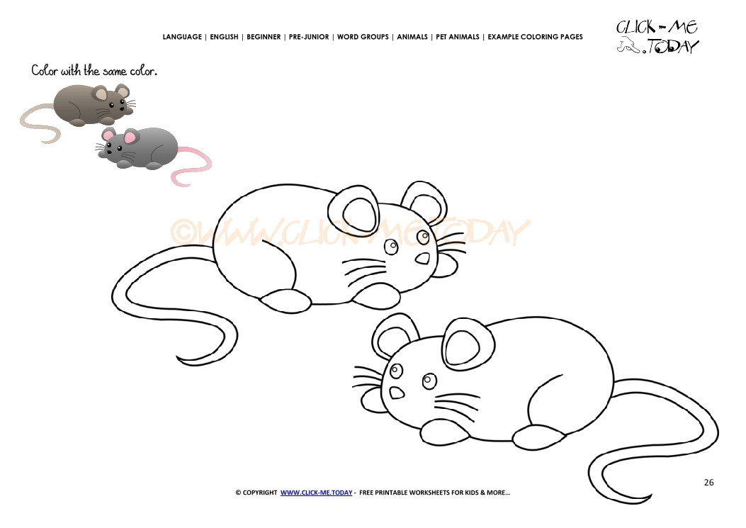 Example coloring page Mice - Color  Mice picture