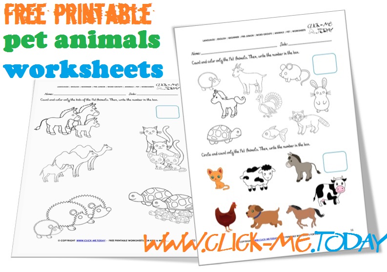 Free Printable Pet Animals Worksheets - Activities for Pet Animals
