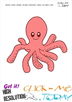 Sea animal flashcard Octopus - Printable card of Octopus