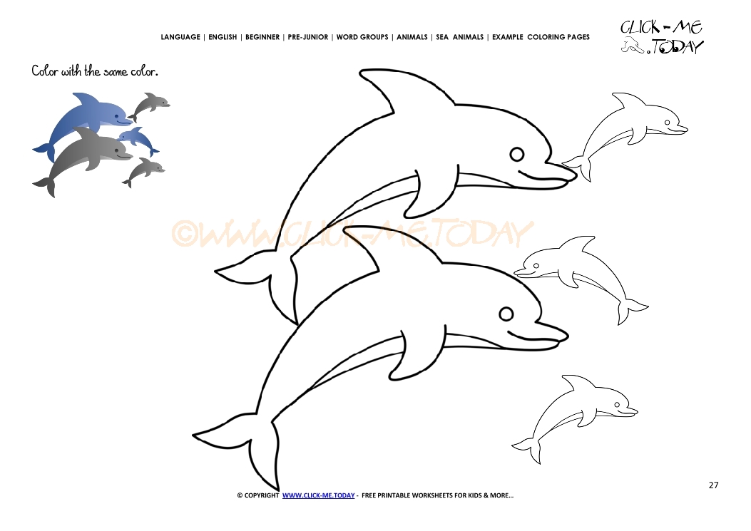 Example coloring page Dolphins - Color picture of Dolphins