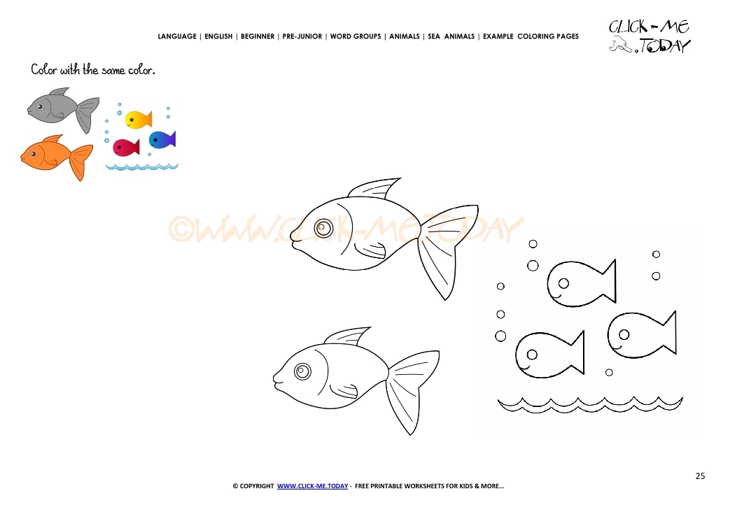 Example coloring page Fish Family - Color picture of Fish