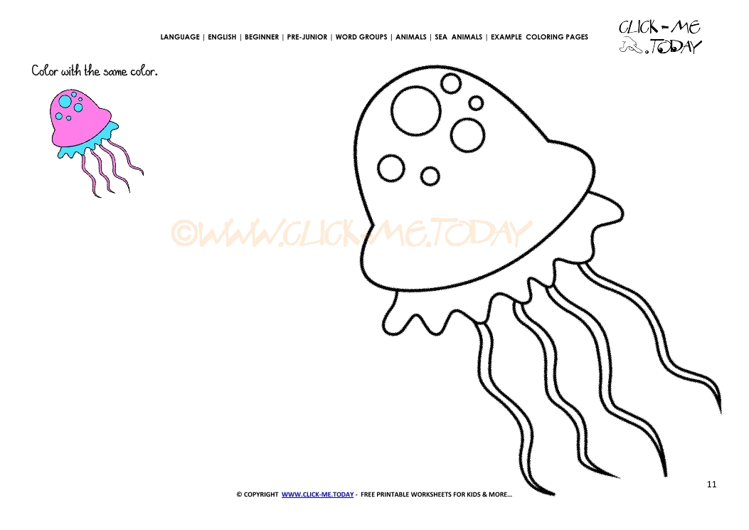 Example coloring page Jellyfish - Color picture of Jellyfish