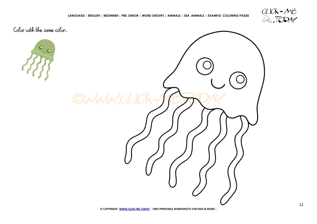 Example coloring page Little Jellyfish - Color picture of Jellyfish