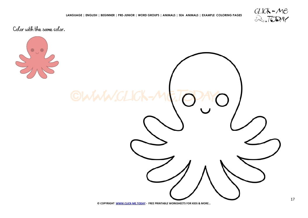 Example coloring page Little Octopus - Color picture of Octopus