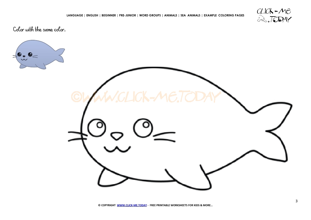 Example coloring page Seal - Color picture of Seal