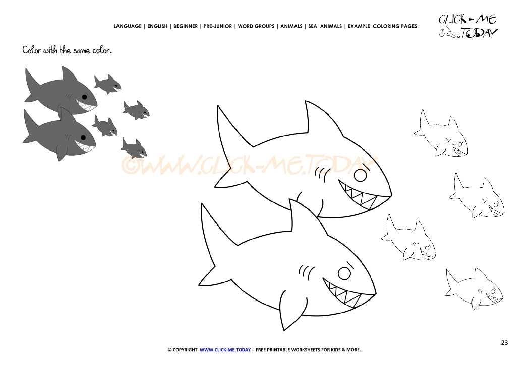 Example coloring page Sharks - Color picture of Sharks