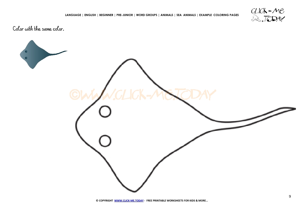 Example coloring page Stingray - Color picture of Stingray
