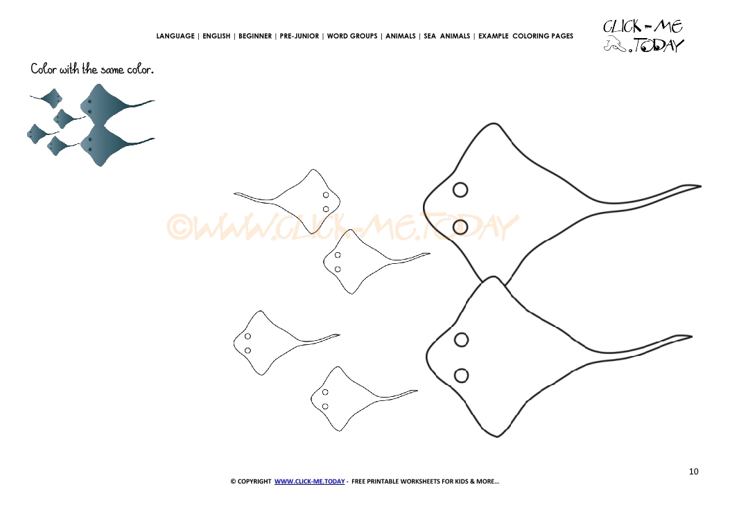 Example coloring page Stingrays - Color picture of Stingrays